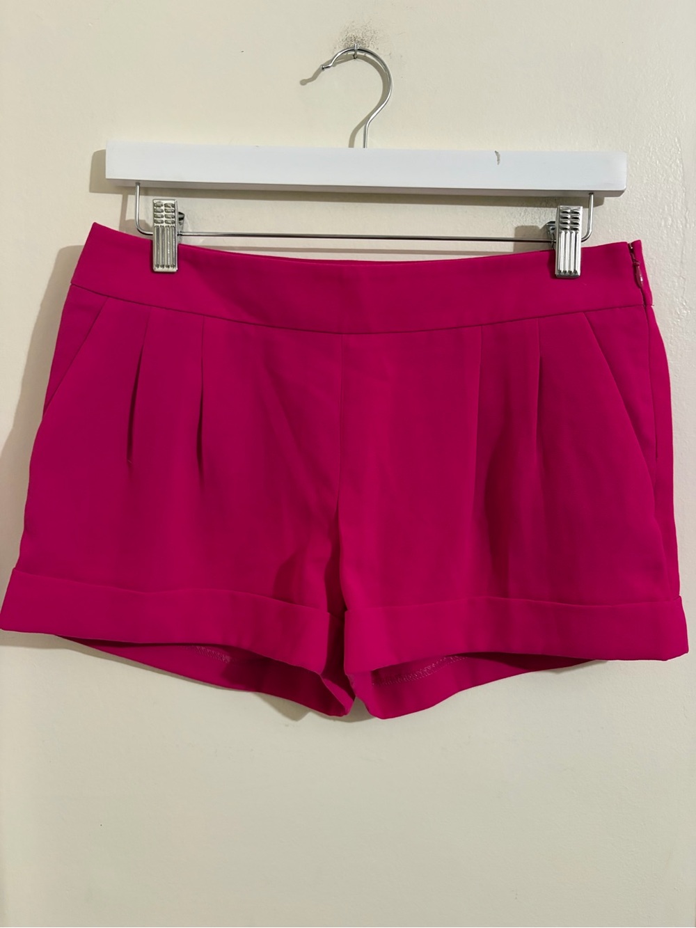 Express Hot Pink Pleated Cuffed Dress Shorts